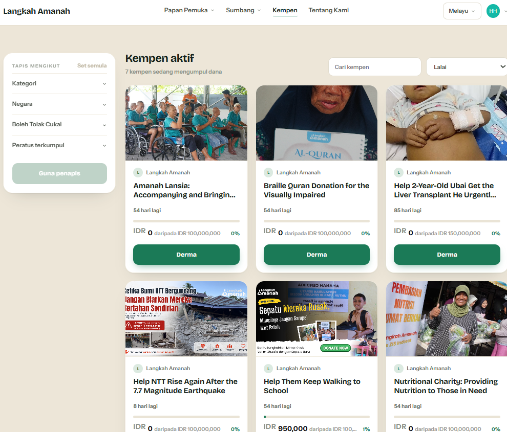 GivingFridays organisation giving page